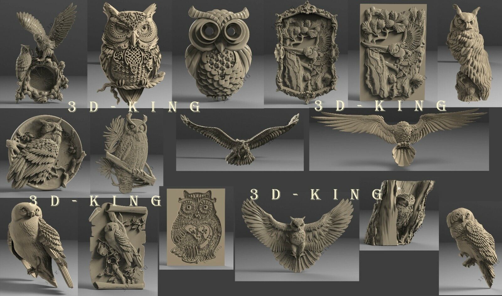 16 PCS 3D STL Models OWL THEME for CNC ROUTER Engraver Carver ASPIRE V Carve Без бренда