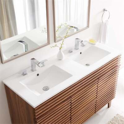 Maklaine Contemporary 48" Ceramic Double Basin Bathroom Sink in White Без бренда M-4960-2728553 - фотография #3