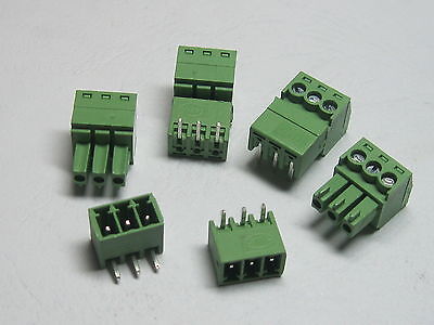 20 pcs Angle 90° 3 pin 3.5mm Screw Terminal Block Connector Pluggable Type Green CY Does not apply - фотография #2