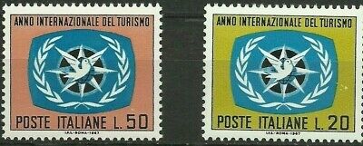 ITALY -1967- UN Emblem of the International Year of Tourism - MNH Set/2 #972-73 Без бренда