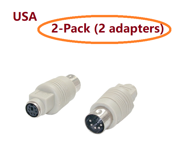 PTC 2pcs Keyboard Adapter PS2 6pin Female to AT 5pin DIN Male Adaptor Cable/Cord PTC ADP-20506x2