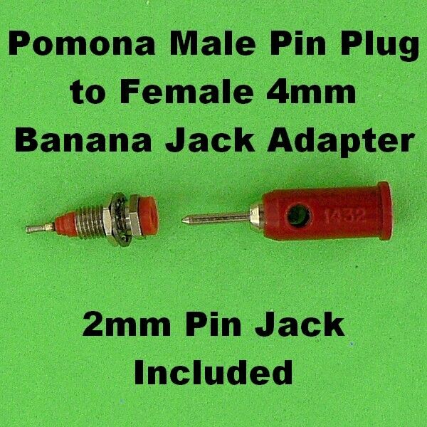Rare 2mm Male Pin Plug to 4mm Banana Jack Adapter with 2mm Pin Plug Jack Pomona 1432