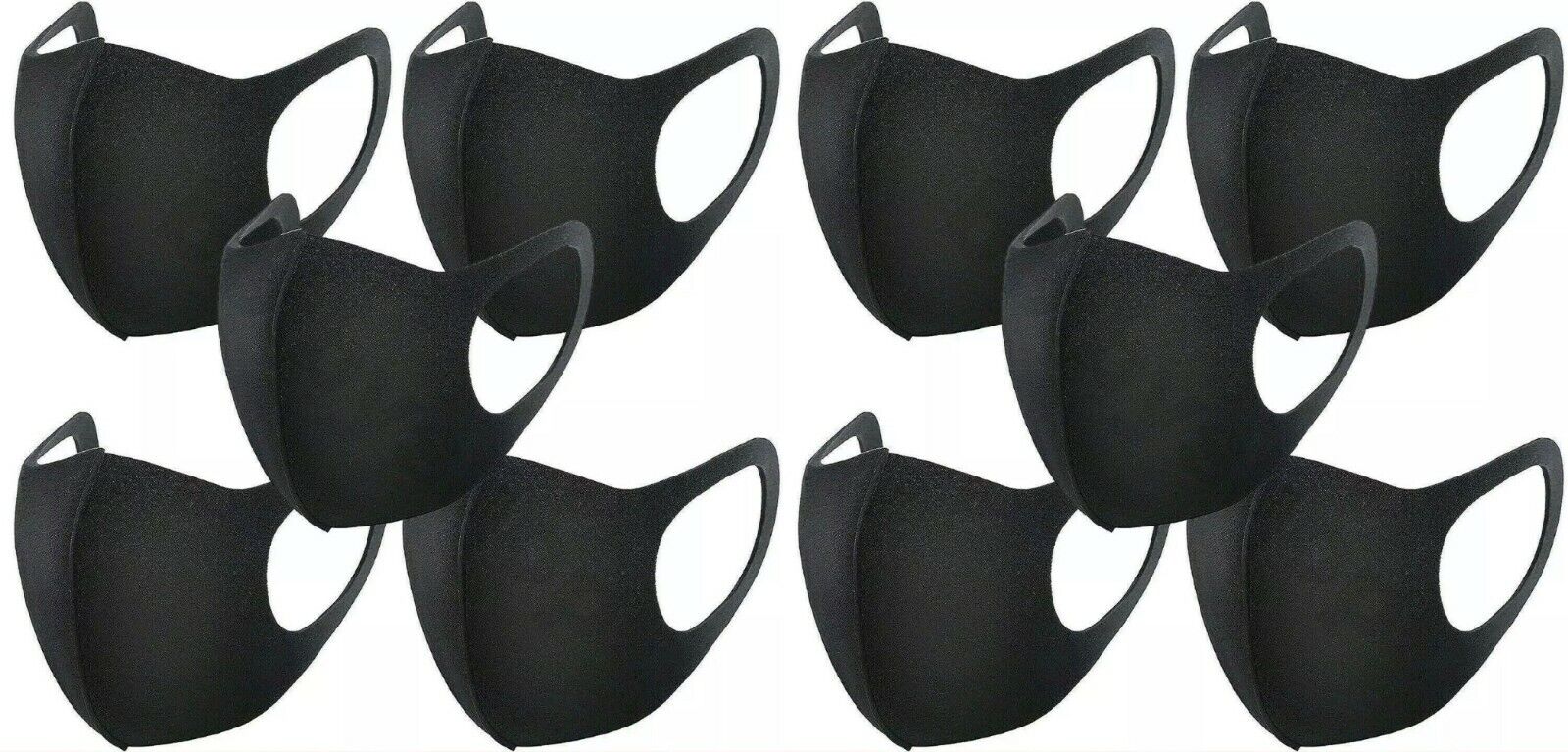 10 Pack Face Mask Black Washable Reusable Breathable Unisex Masks Unbranded Does Not Apply