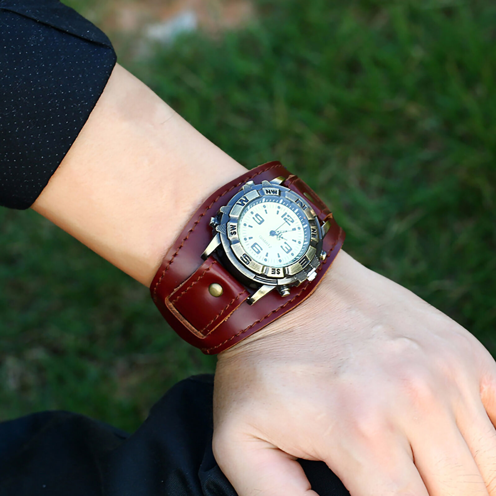 Wristwatch Quartz Movement Faux Leather Strap Accurate Quartz Wristwatch Unbranded
