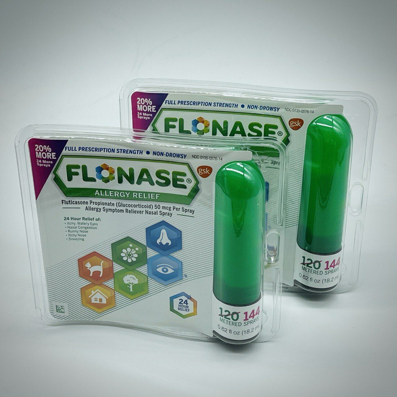 Flonase Allergy Relief Nasal Non-Drowsy 144 Metered Spray 0.62 oz 2PK Exp 1/24+ FLONASE N/a
