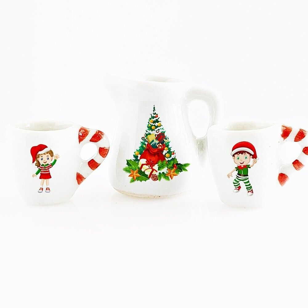 Miniatures Dollhouse Christmas Holiday Ceramic Mugs Decoration Ornament elf Gift ThaiMiniatureStore Does not apply - фотография #2