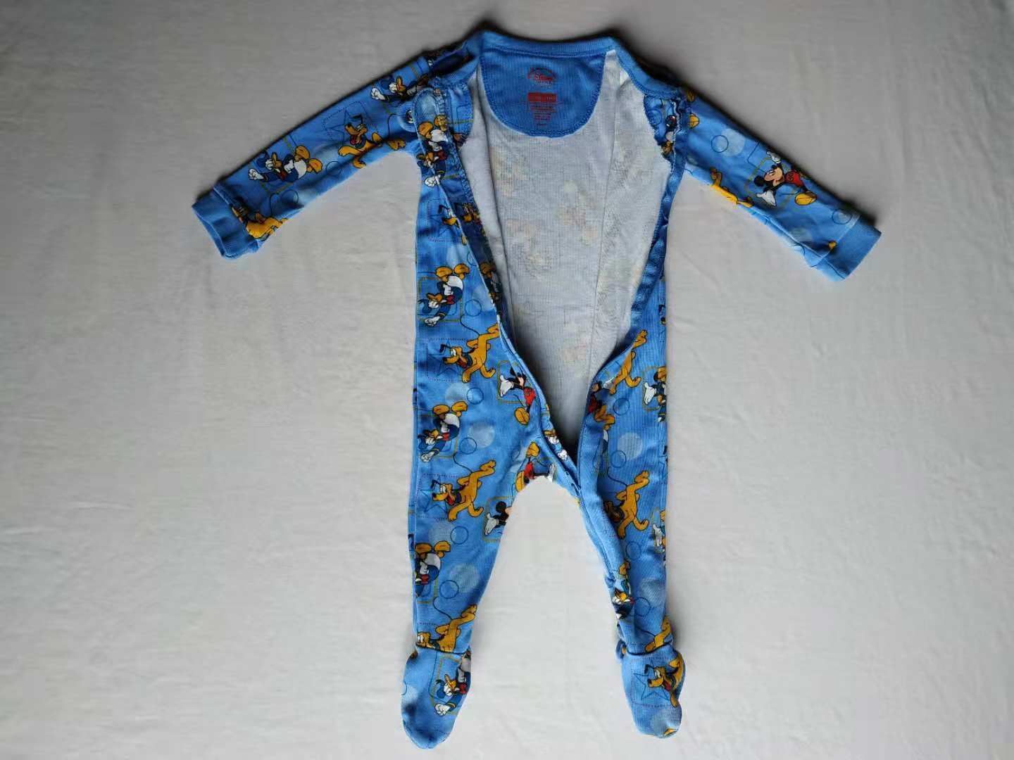 Lot 2 Baby Boy 3-12 mo Disney PJ Bodysuit Footed Long Sleeve Blue Mickey Stripe Disney - фотография #4