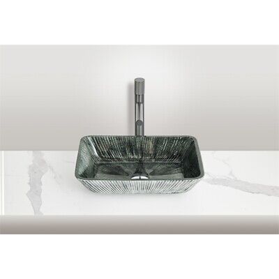 Pemberly Row Rectangular Tempered Glass Vessel Bathroom Sink in Green Без бренда PR-4753-2799468 - фотография #3
