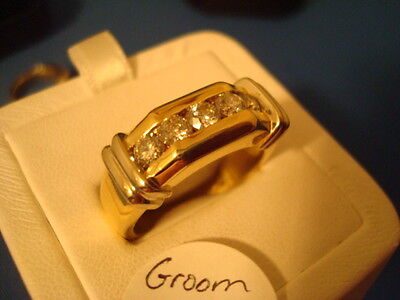 14K yg Bride & Groom Diamond Wedding Ring Set - 2ctw. - 19.5 grams tot. (#Tc21) Unknown Makers Mark - фотография #9