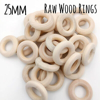 10x natural 25mm wood rings unfinished wooden round ring Raw DIY arts Craft AJ Craft Supplies