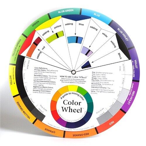 2) Large + Pocket Color Wheel Chart Painting Mixing Guide 2 SIDES  w/ Gray Scale Color Wheel alphawheel - фотография #6