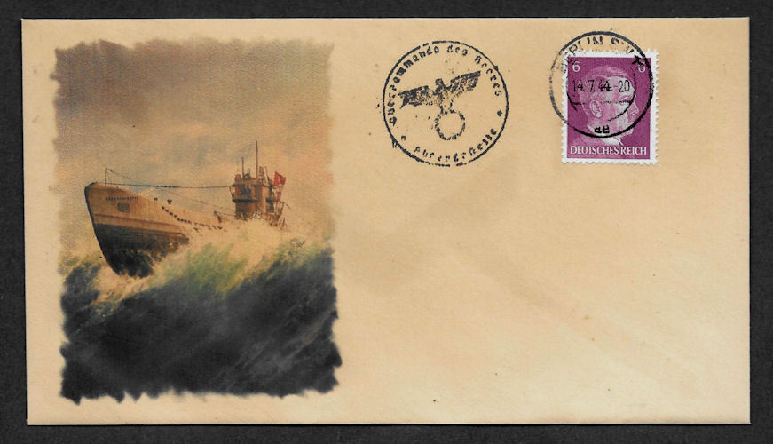 U-Boat Collector's Envelope with genuine 1941 Hitler Postage Stamp *623OP Без бренда