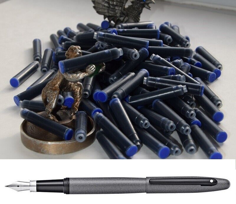 100 German Fountain Pen Ink Cartridges, Refills for SHEAFFER VFM pen in BLUE Без бренда