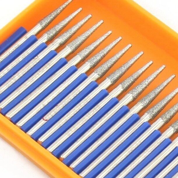 30Pcs Diamond coated NEEDLE 3.2mm Grinding Burrs Set Point Heads Shank 1/8" 23# ILOVETOOL - фотография #4