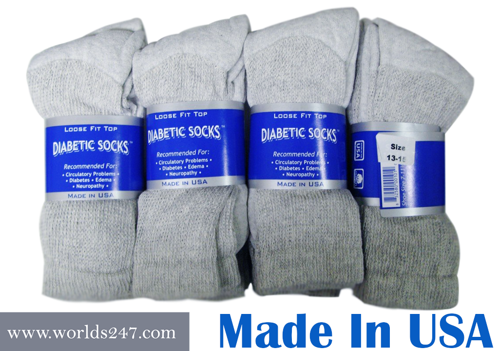 BEST QUALITY CREW DIABETIC SOCKS 6,12,18 PAIR MADE IN USA SIZE 9-11,10-13 &13-15 Physician's Choice - фотография #5