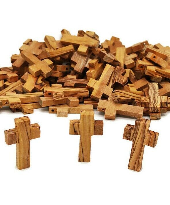 100 Pcs Olive Wood Crosses Hand Made Pendants Holy Land Gift Jerusalem Cross  Без бренда - фотография #2