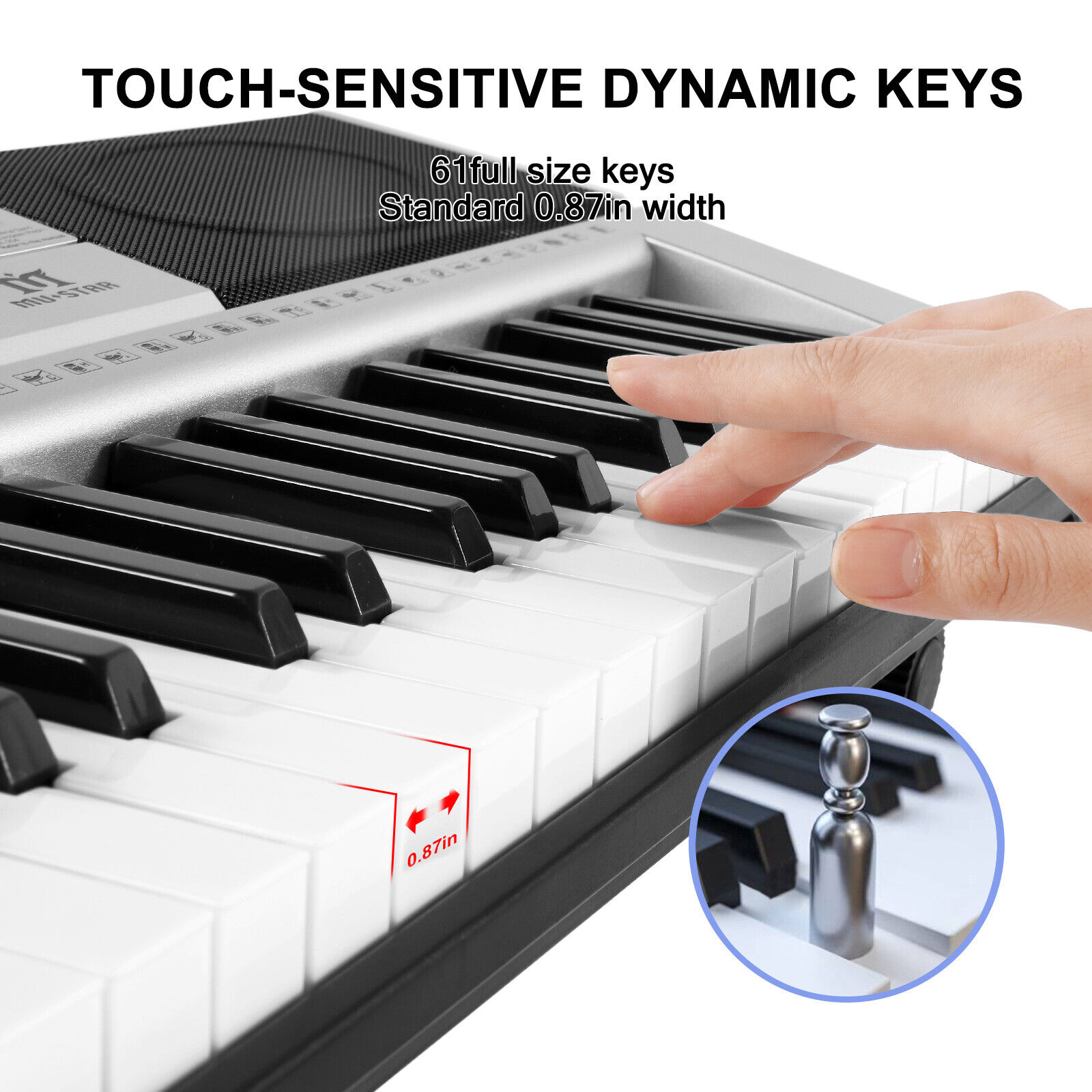 61Key Electronic Keyboard Piano Portable Digital Organ Lighted Key USB Headphone Mustar S6010400 - фотография #8