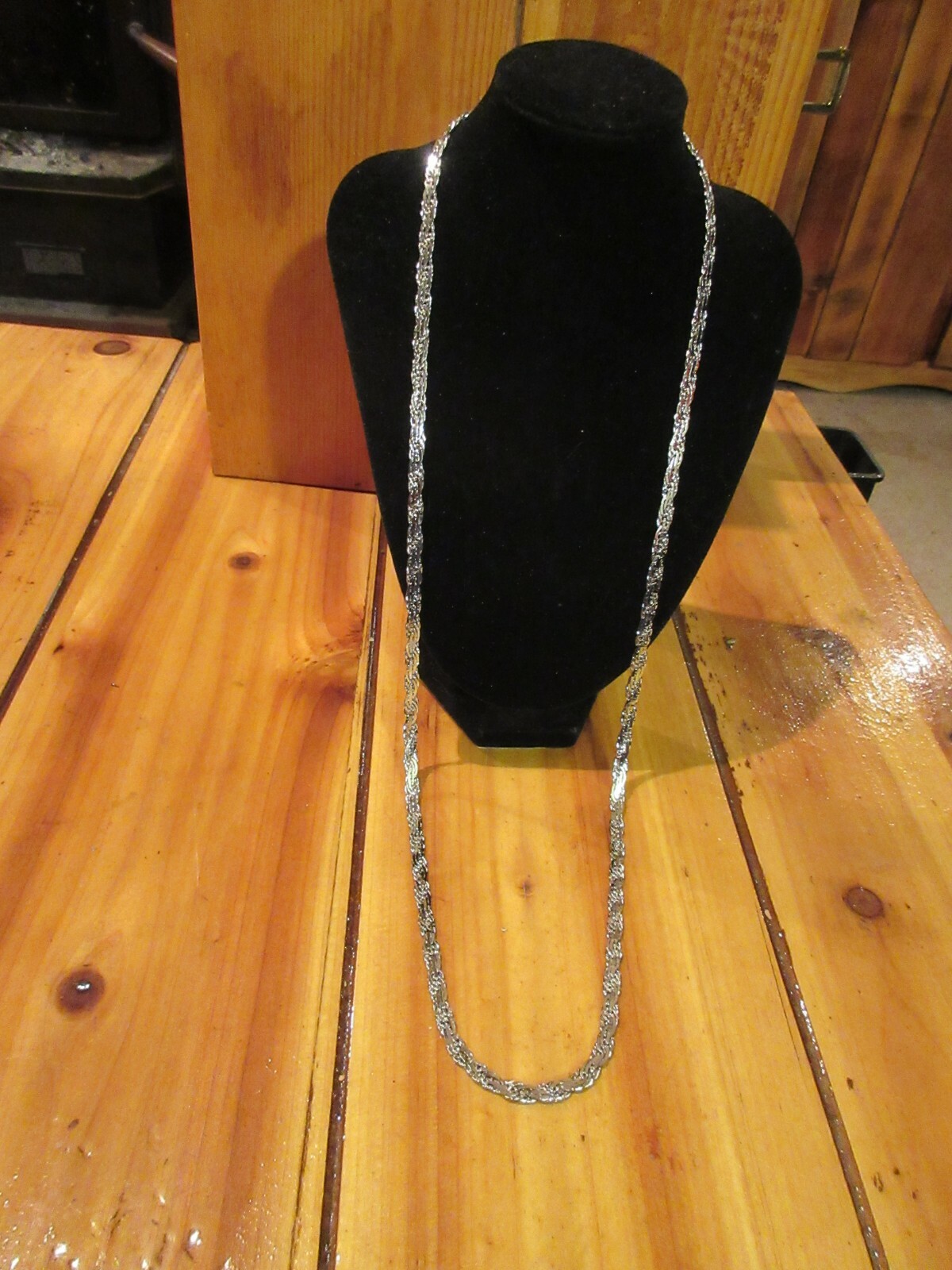 VTG Signed TRIFARI 29" silver tone metal BRAIDED chain Necklace use w/ pendant Trifari - фотография #3