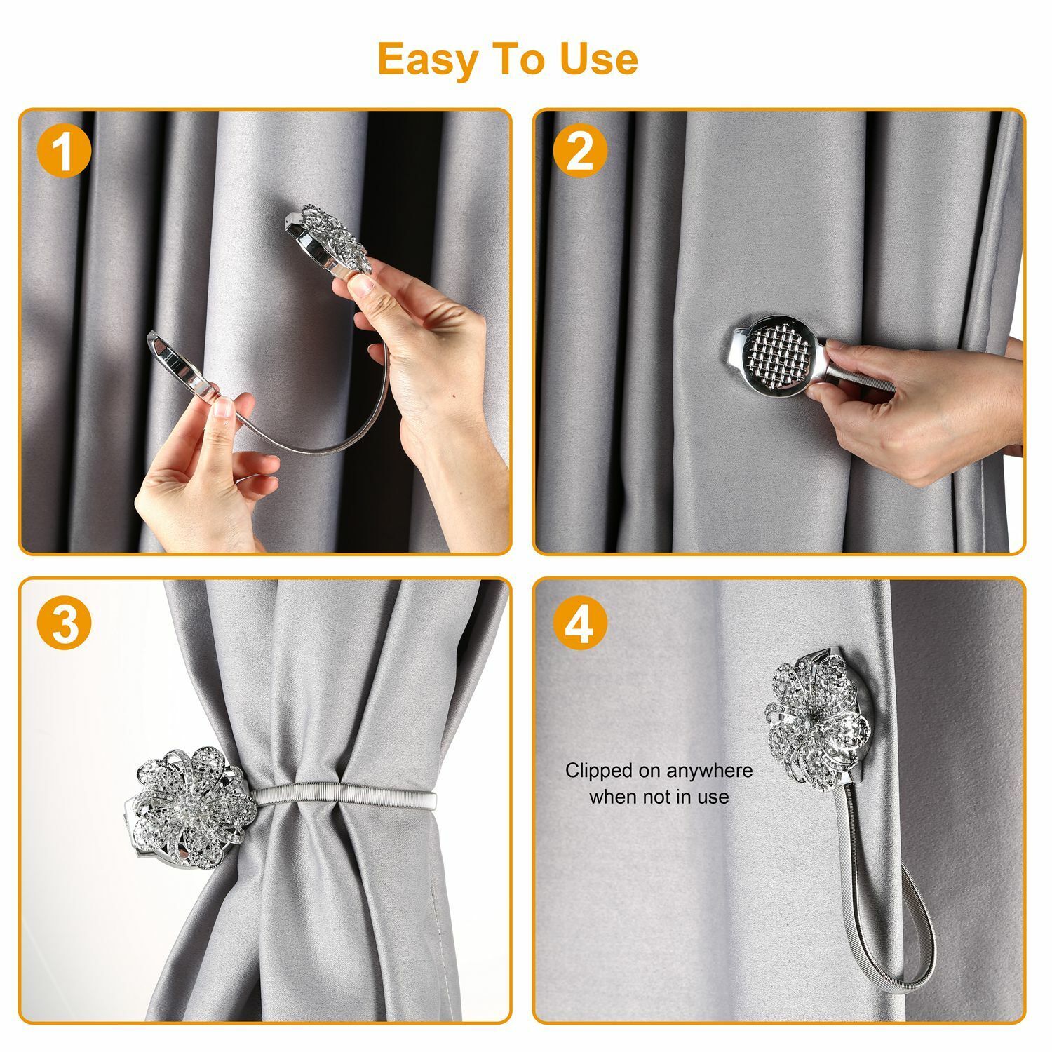 2 Packs Magnetic Curtain Tiebacks Extendable Floral Drape Holder Hangings Clip iMounTEK Does Not Apply - фотография #9