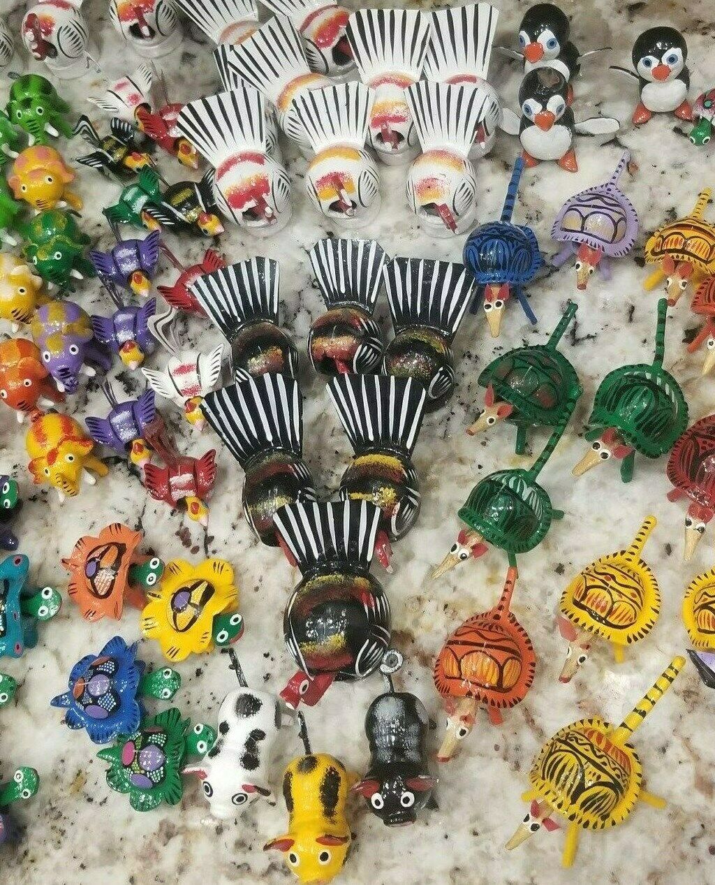 Bobble Heads set of 20 Mexican Hand Painted Variety of animals birds Без бренда