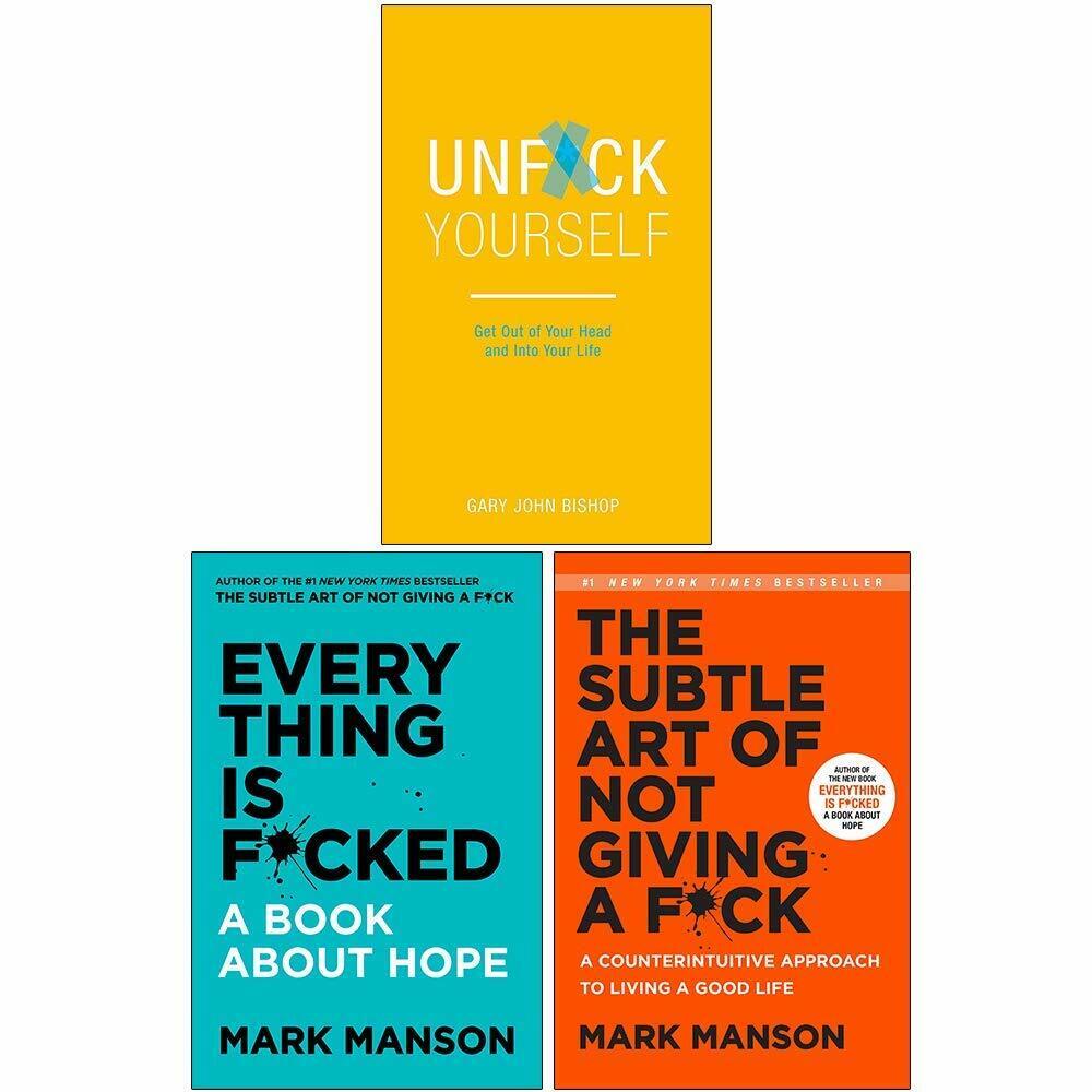 NEW Everything Is Fcked Subtle Art of Not Giving Fck, Unfck Yourself 3 Books Set Без бренда