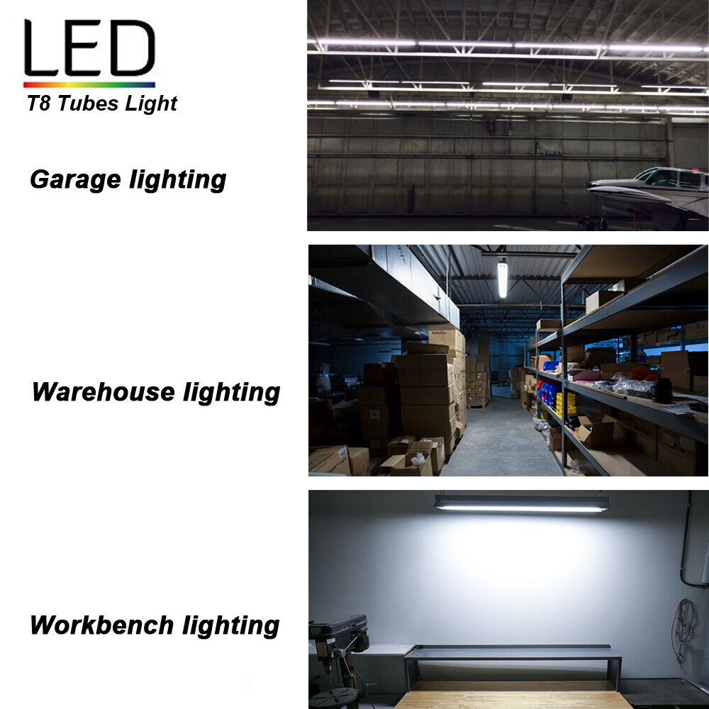LED Shop Lights Fixture Tube Strip Ceiling Lights 8FT For Garage Workshop 12Pack ledtube Does Not Apply - фотография #12