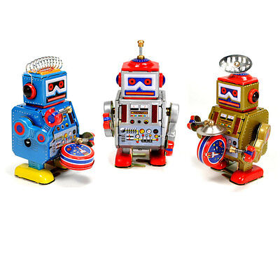 SET OF 3 TIN TOY ROBOT Walking Wind Up Metal SPACE AGE NEW Retro Little Giant Unbranded Does Not Apply