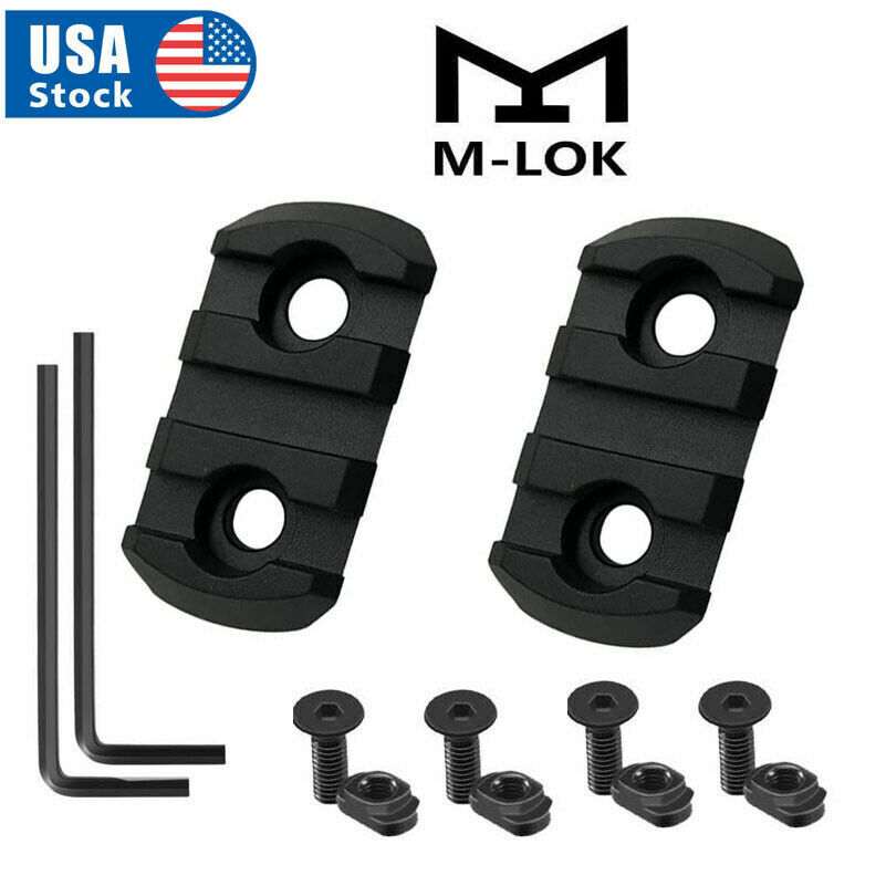2 Pcs 3 Slots Picatinny Rail Section Aluminum for M-LOK/MLOK Mount adapter USA Unbranded