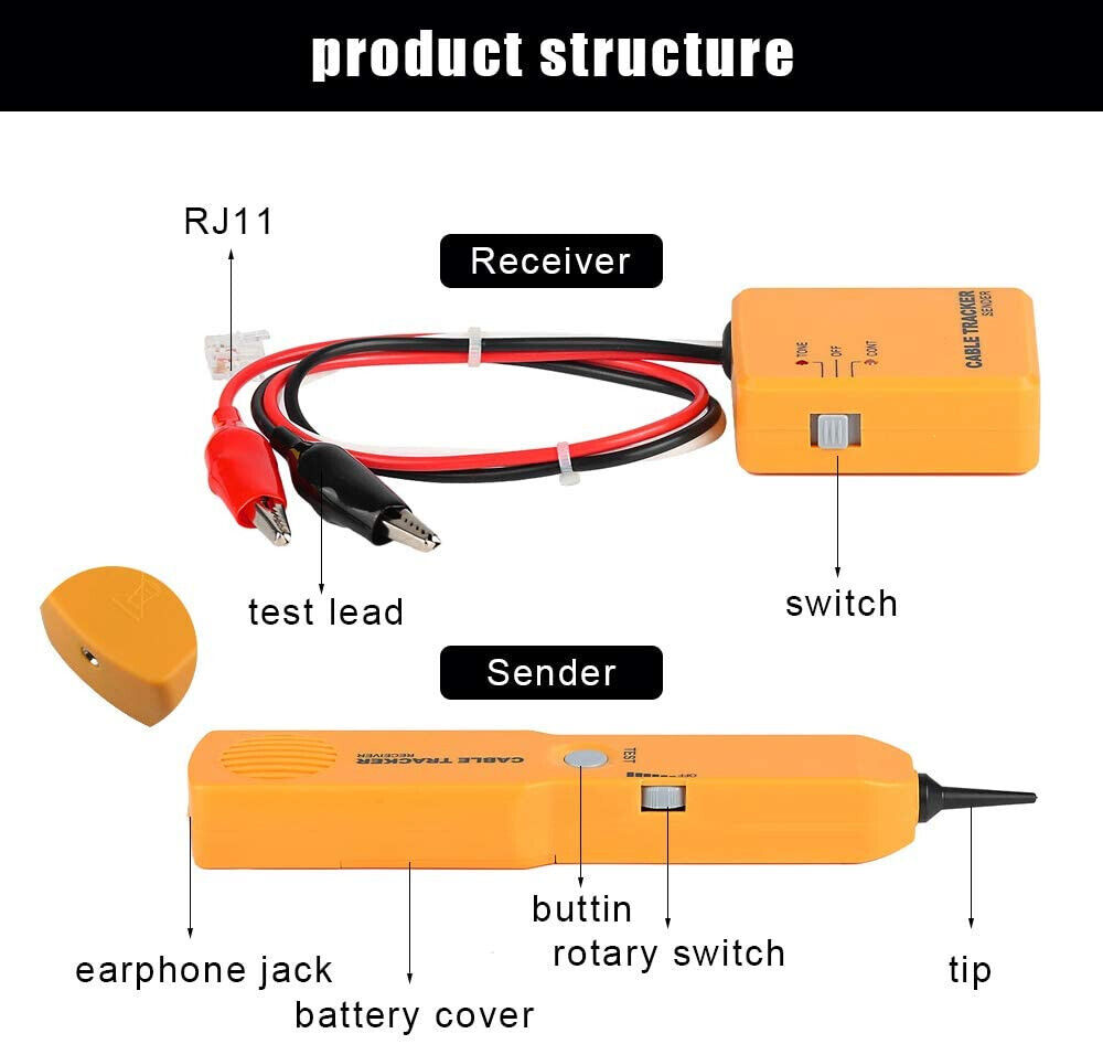 Network RJ11 Line Finder Cable Tracker Tester Toner Electric Wire Tracer Pouch Ombar Network RJ11 Tracker Tester - фотография #4