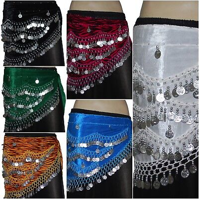 WHOLESALE 10 PCS HIP SCARVES BELLY DANCING JINGLY STRETCH VELVET CROACHET COIN Unbranded Does Not Apply