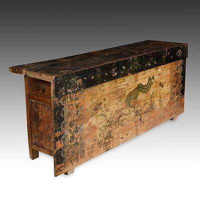 ANTIQUE COFFER LACQUERED PAINTED POPLAR WOOD MONGOLIA CHINESE FURNITURE 19TH C.  Без бренда - фотография #2