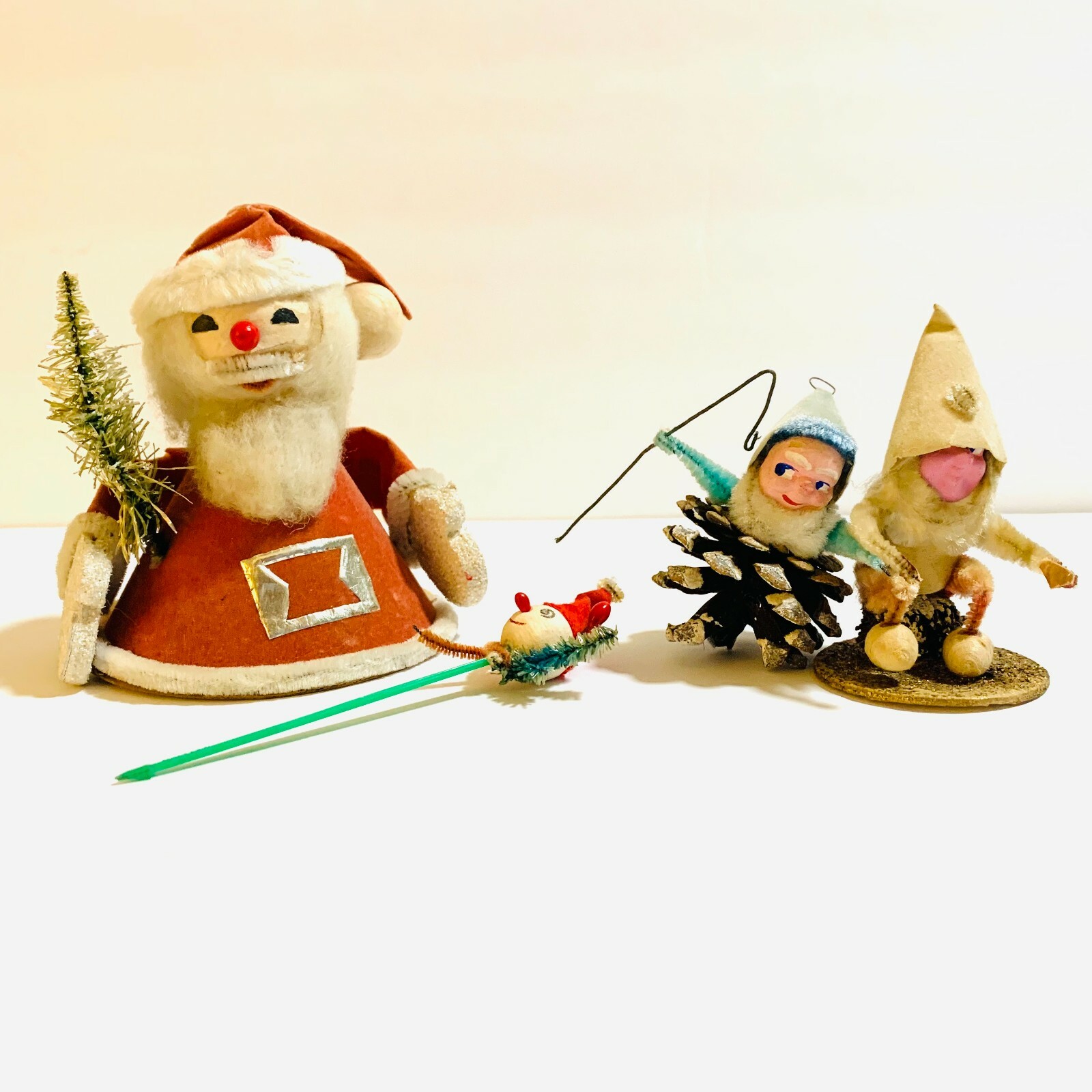 Lot of Antique and Vintage Christmas Holiday Ornaments and Package Toppers JAPAN unkown