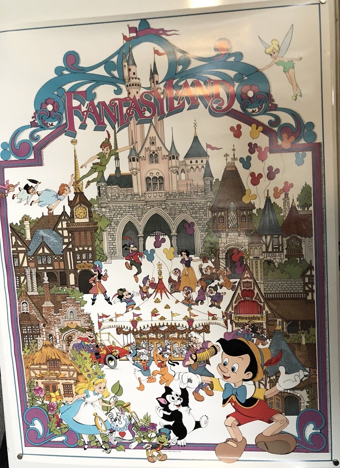 Vintage Walt Disney Productions FANTASYLAND Disneyland Disney World Poster New Disney - фотография #4