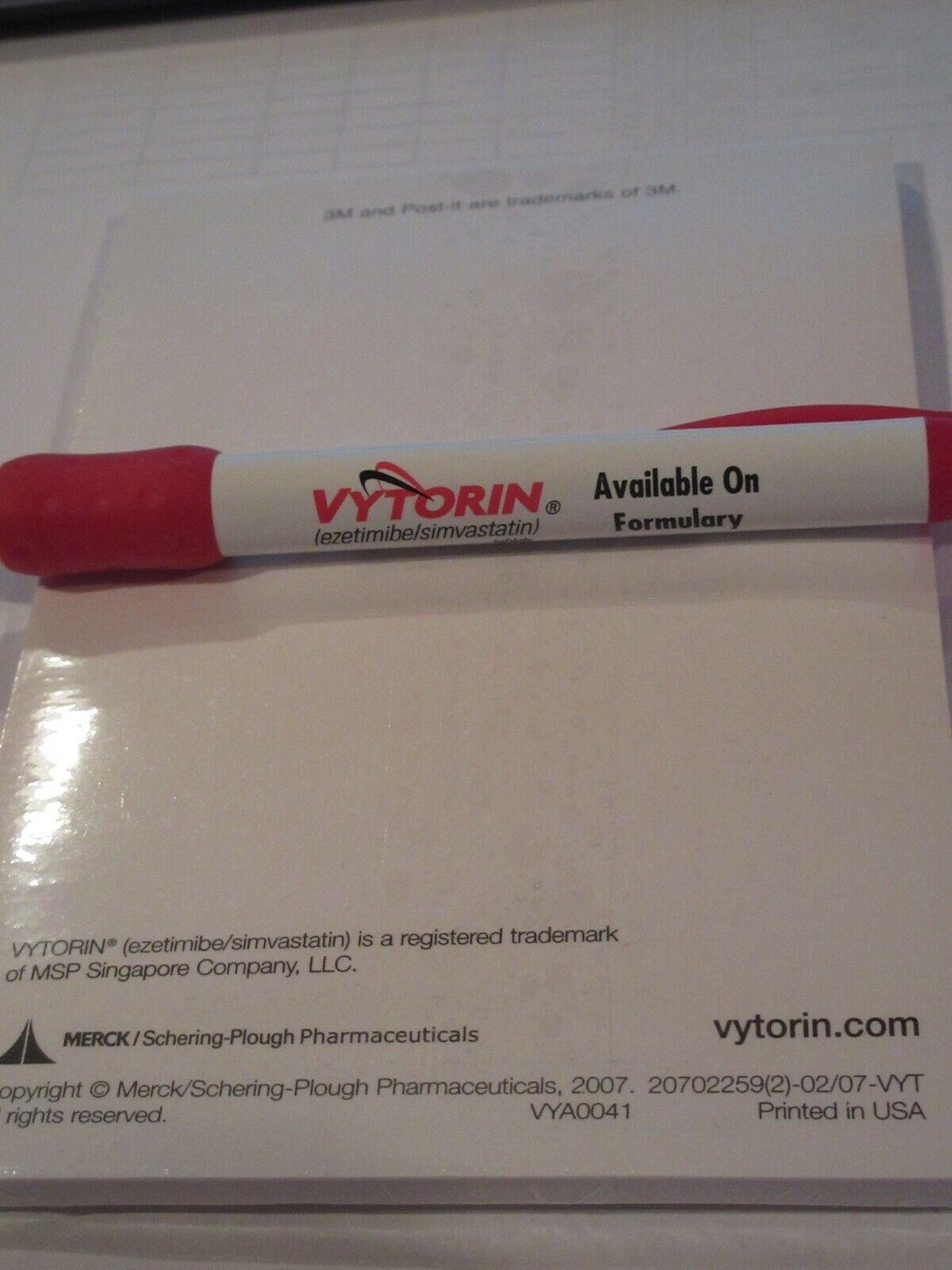 Pharmaceutical drug rep collectible Vytorin pen and 2 (tablets) note pads Nice! Unbranded - фотография #2