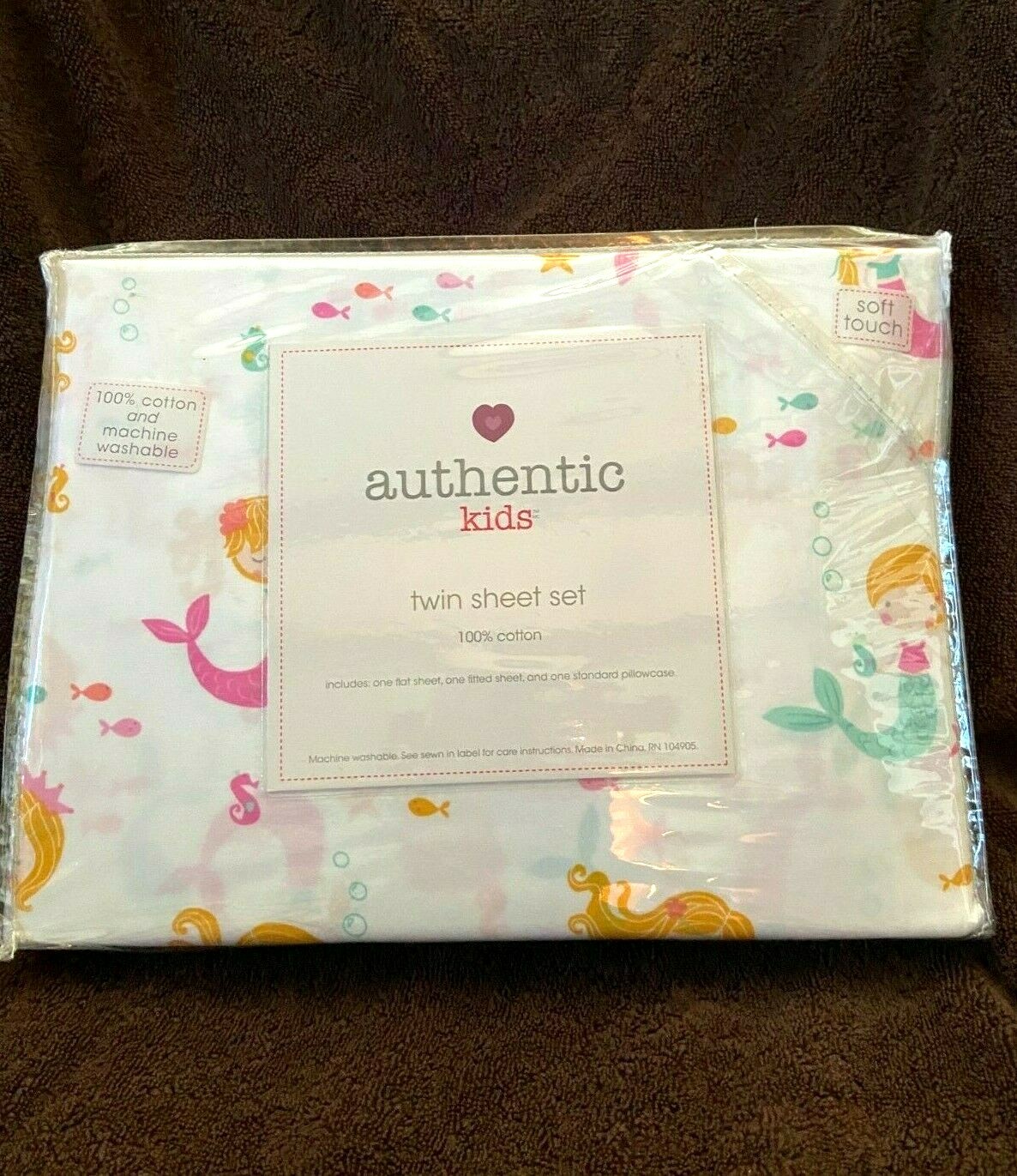 AUTHENTIC KIDS MERMAIDS TWIN SHEET SET TEAL PINK YELLOW WHITE 3PC NIP White Mermaid - фотография #2