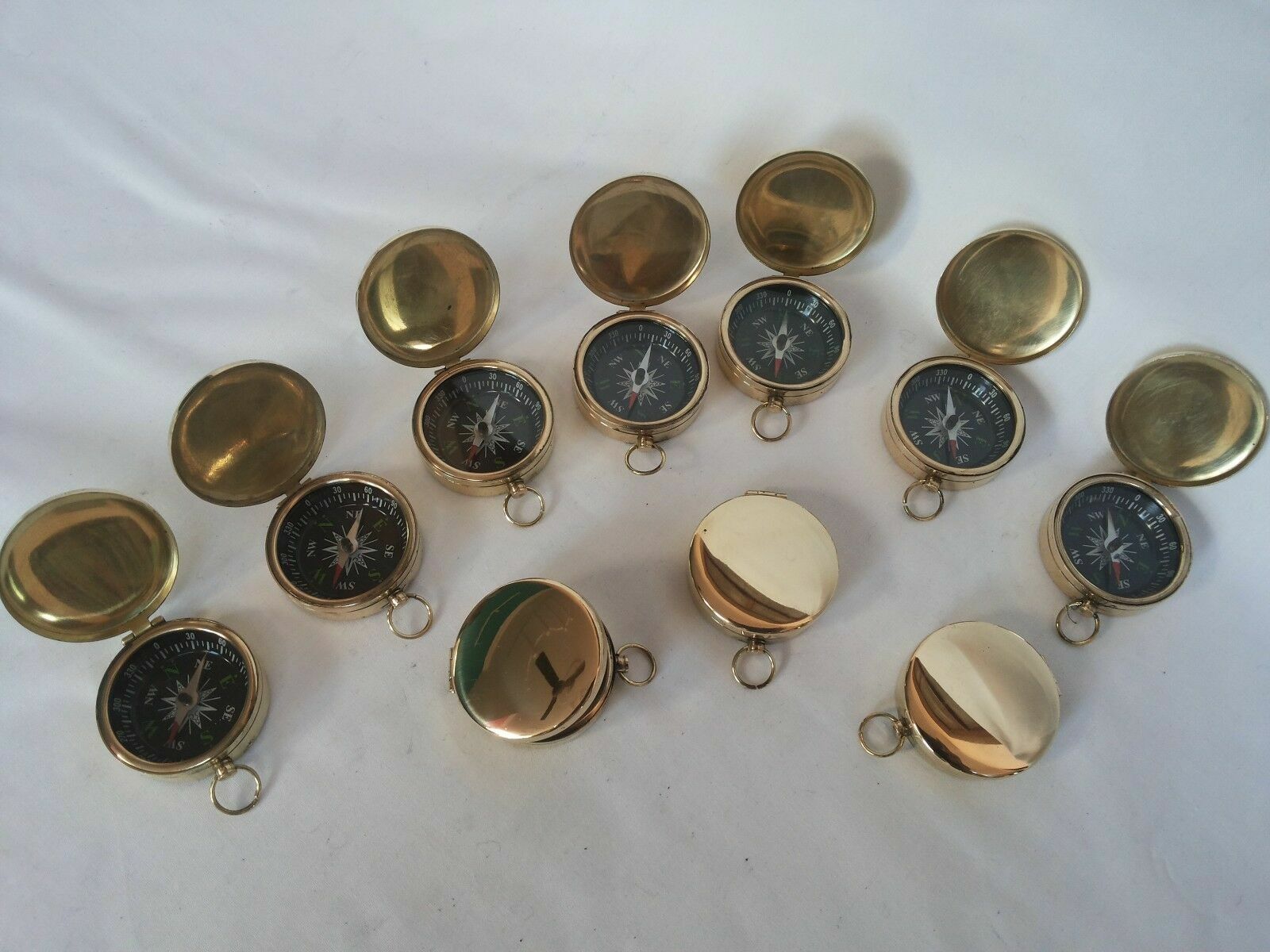 Brass Vintage Lid Compass 45mm Lot Of 10 Pcs Marine Collectible Decorative GIFTS Без бренда