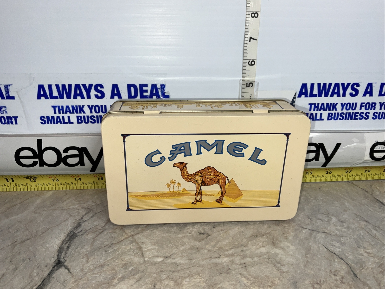 Vintage Camel 80’s Tin SMOKIN' JOE'S Rectangle Metal Tin CAMEL 50 Matches Beige Smokin' Joe's Racing - фотография #7