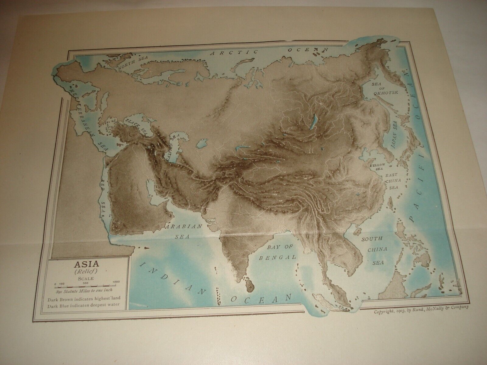 Lot of 5 Antique Maps 1903 1904  Asia Colorful Map Relief Rand McNally Без бренда - фотография #8