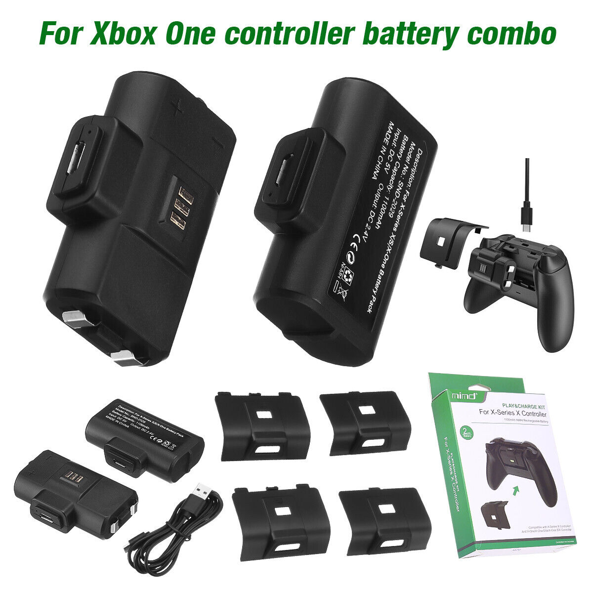 Rechargeable Battery Pack For XBox One X/S Series X/S Controller & Charger Cable EBL