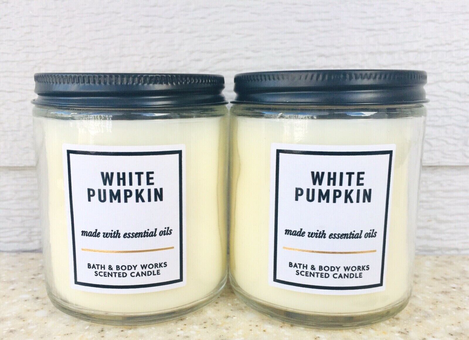2 BBW White Barn WHITE PUMPKIN Single Wick Candle 7oz LOT of x2 White Barn