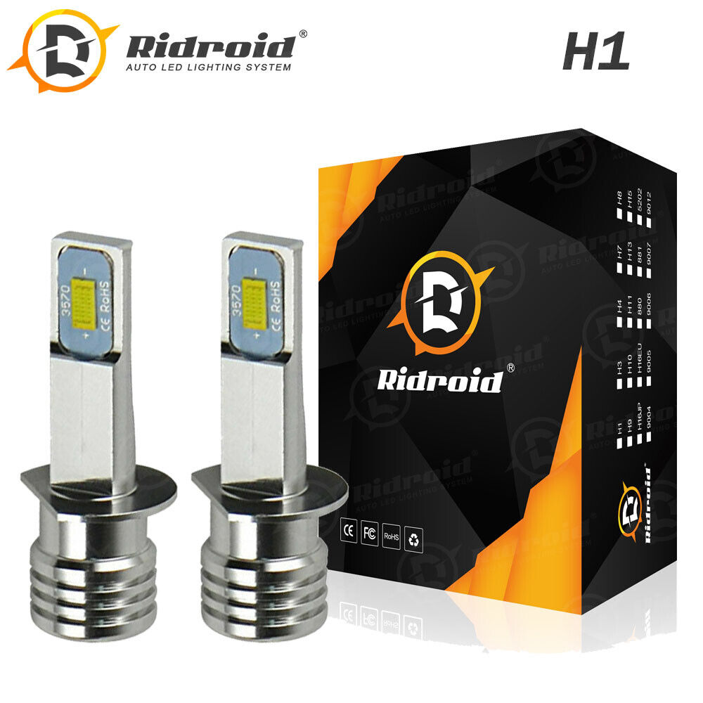 2X MINI H1 LED Headlight Bulbs Conversion Kit 100W 6500K High/Low Beam Lamp Ridroid RA-1145CDWA
