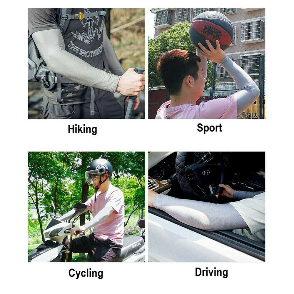 2 Pairs Cooling Arm Sleeves Outdoor Sport Basketball UV Sun Protection Arm Cover Unbranded Does not apply - фотография #9