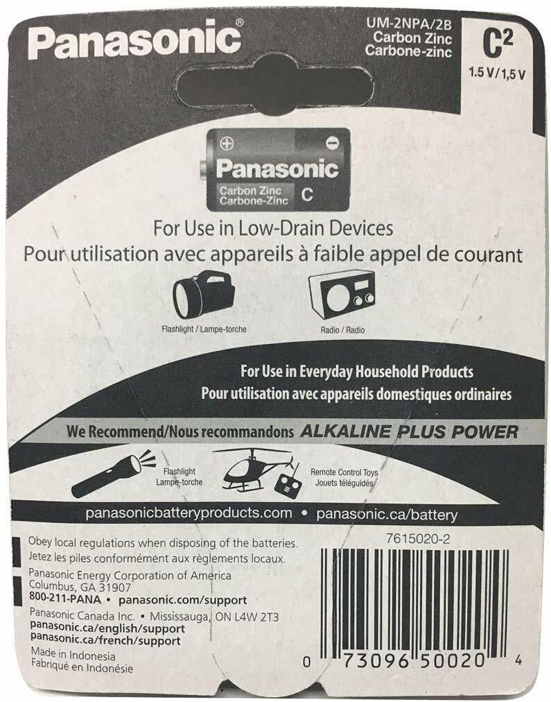 4x Panasonic C 1.5V Batteries Super Heavy Duty Power Carbon Zinc C Battery Panasonic UM-2NPA/2B - фотография #3