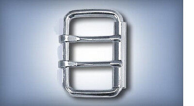 5ea 1-1/2" STEEL ROLLER BUCKLES TWO TONGUE NICKEL PLATE 999ST2T www.RyansProducts.com 999ST2T