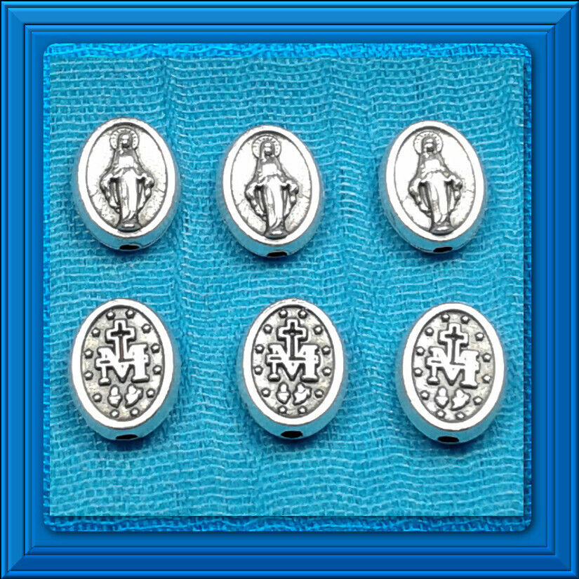 Rosary Parts Our Father Beads 6Pcs Lot 7x9mm OVAL MIRACULOUS MEDAL ITALIAN Sale Без бренда - фотография #5