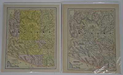 Lot 2 Antique Maps Arizona Gaskell's Atlas of the World 1893 ca 1900 Color Без бренда