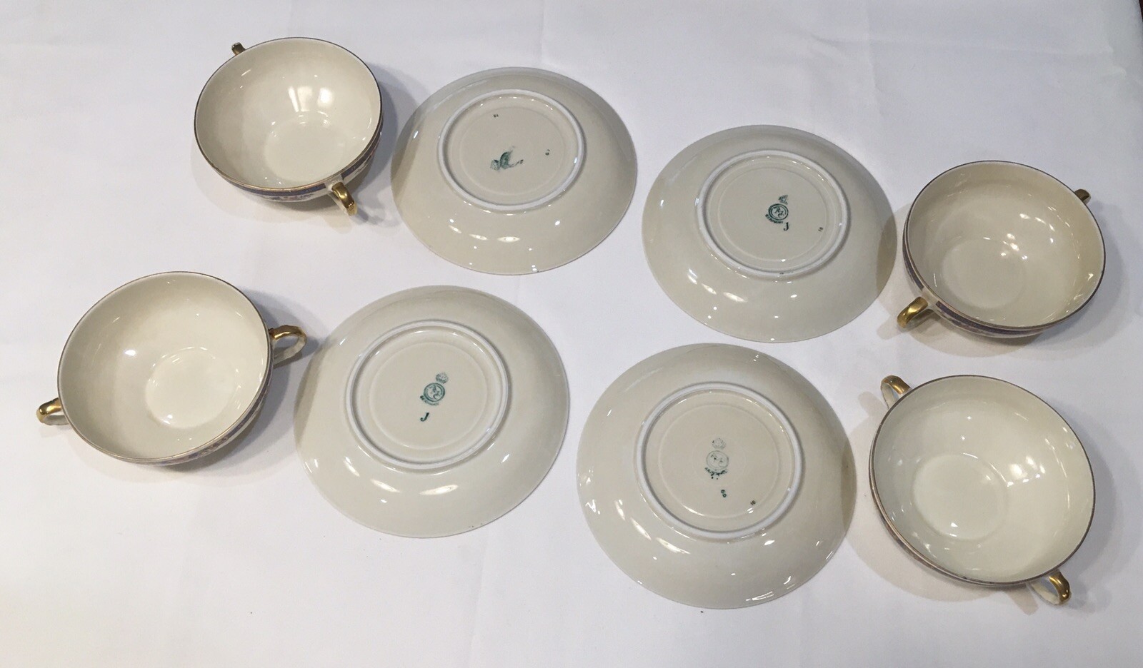 Vintage AMC China ACC2 Cream Soup Boulion Cup Saucer Blue Gold Germany AMC - фотография #5