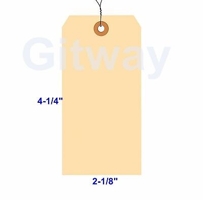 100 Pack 4 1/4" x 2 1/8" Size 4 Manila Inventory Pre Wired Hang Tags with Wire Aviditi G10043100 - фотография #3