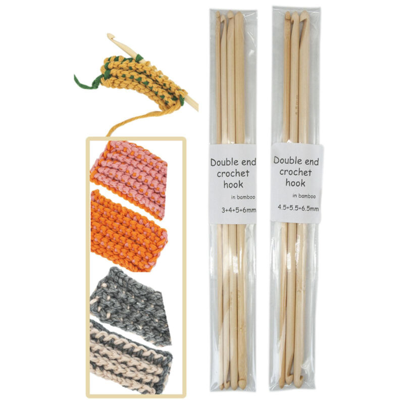 Crochet Kit Double End Wooden Crochet Hook Knitting Needle Set Weave Craft Yarn Unbranded