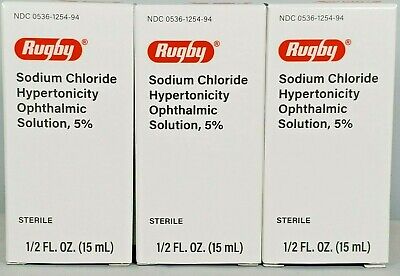 Rugby Sodium Chloride Ophthalmic Solution Eye Drops 5% 15mL -3 Pack Exp 06-2024 Rugby RU125494